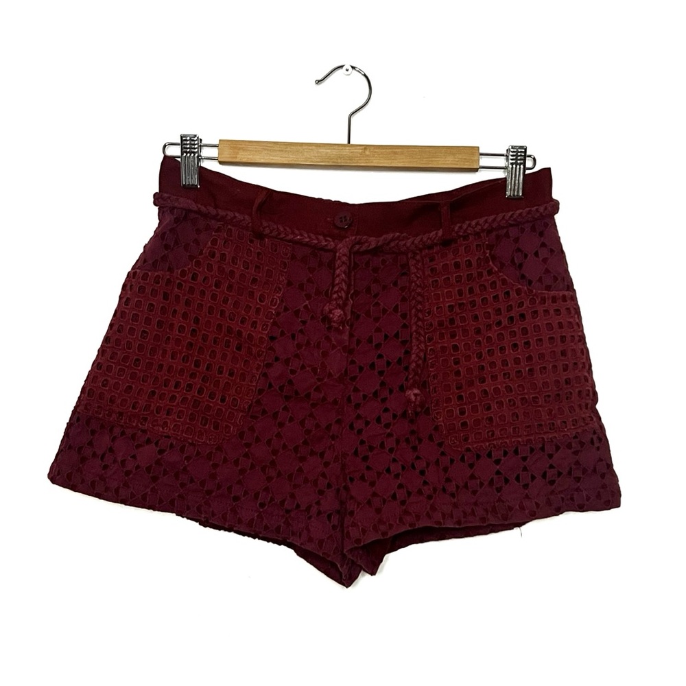 Pinko | Burgundy Eyelet Shorts